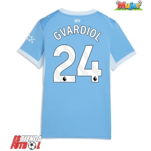 Manchester City Josko Gvardiol #24 Primera Equipación Mujer 2026-27 Manga Corta